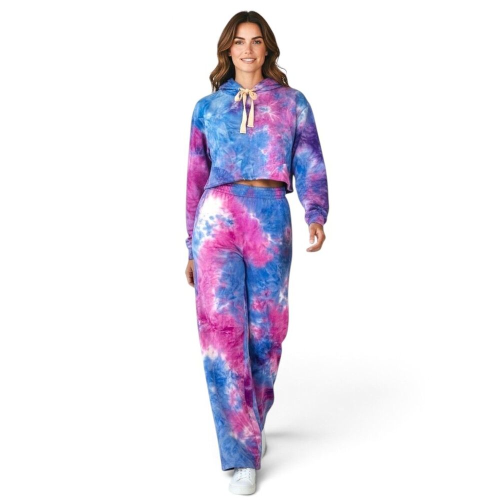 Rosevelvet 2pc Tie Dye Hoodie and Wide Leg Lounge Pants, NWT! Size LARGE